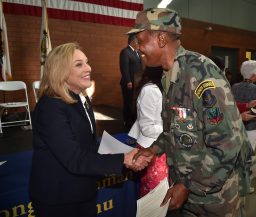 Supervisor Kathryn Barger attends the Veterans Forum at the National Guard Armory in Azusa.
Photo by Steven Georges/LACBOS