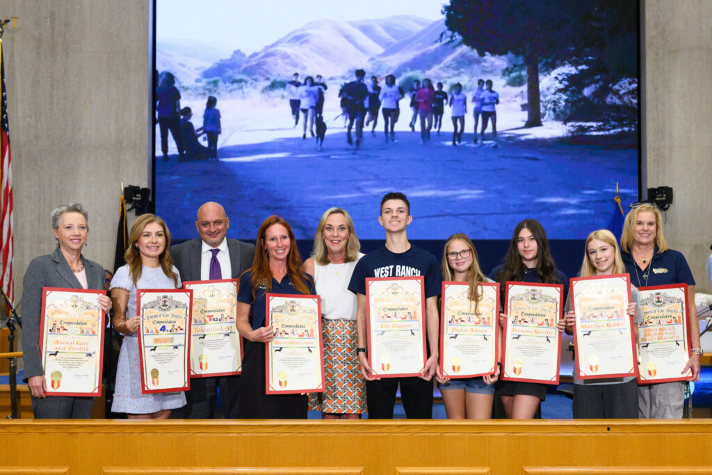 Barger Honors West Ranch High School Cross Country Team for Animal Adoption Efforts