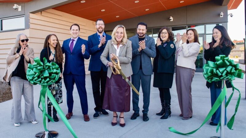 Supervisor Barger and community and County leaders stand outside the new led Mental Health and Crisis-Care Campus.;